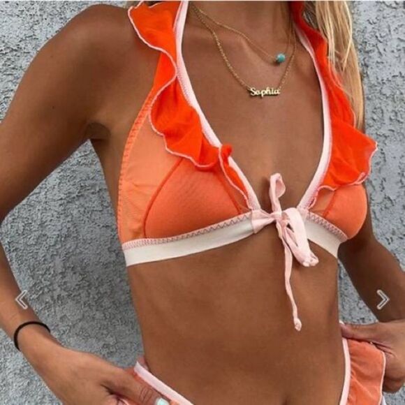 WE ARE HAH Other - NEW We Are HAH Free People So Fly Mesh Bralette - Tangerine XS